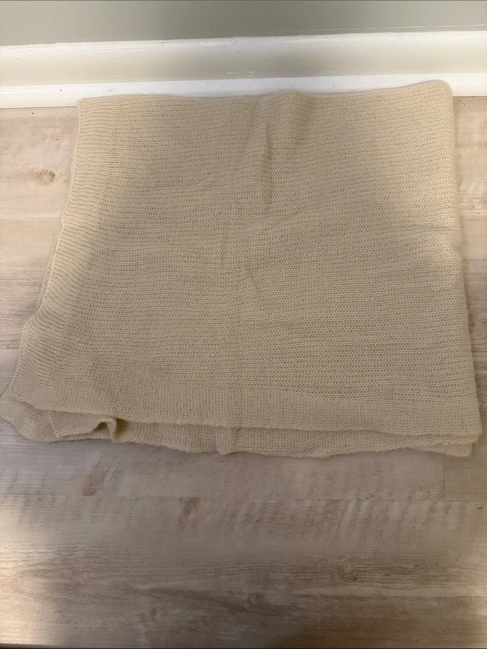 Free People Cream Knit Throw Blanket